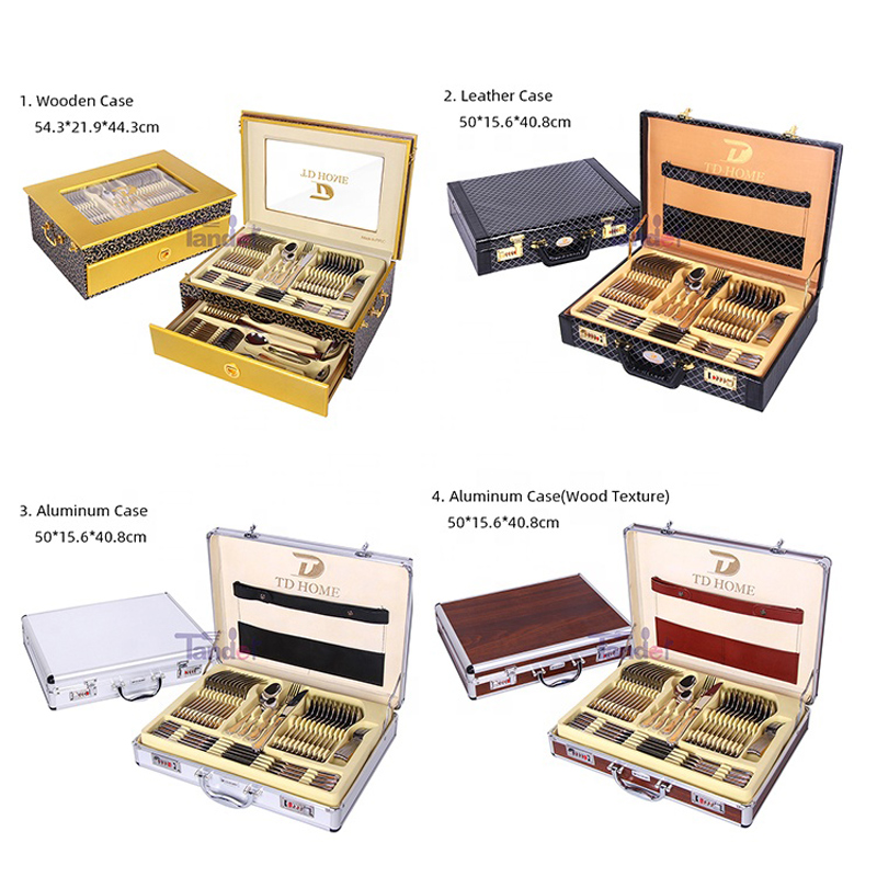 86PCS υψηλής ποιότητας ανοξείδωτο ατσάλι χρυσές μαχαιριές με δερμάτινη θήκη